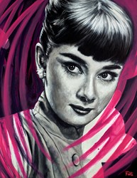 Audrey Hepburn by Pete Humphreys - Original Painting on Stretched Canvas sized 28x36 inches. Available from Whitewall Galleries