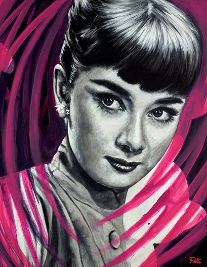 Audrey Hepburn by Pete Humphreys - Original Painting on Stretched Canvas